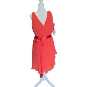 WTOO by Waters & Waters NEW Fit & Flare Chiffon Coral Dress Sz 14